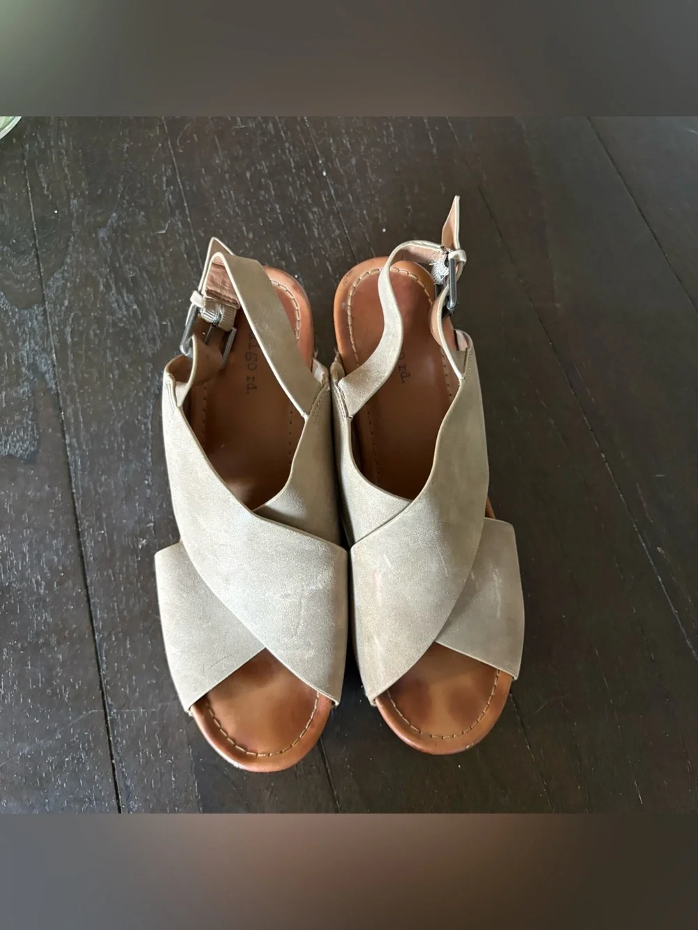 Indigo Rd. Dani Dress Sandals Platform Wood Taupe Retro 70s Boho Size 8.5M
